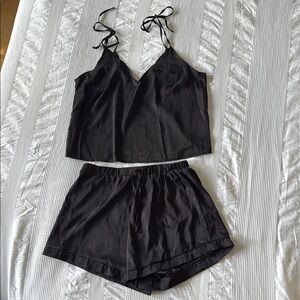 Loungeable Classic Black Sleepwear Set with Camisole and Shorts